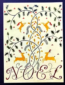 *ONE* Eyvind Earle Christmas Card Noel Large MMA Met Museum MCM Reindeer Holly 1 - Picture 1 of 4