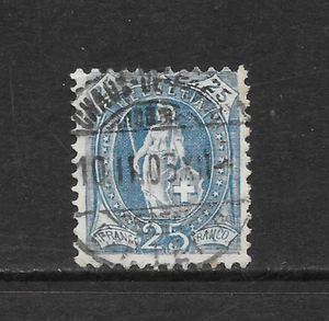 SUIZA - 1882/1904 HELVETIA SERIE TIPO - 25c AZUL PERF 12x12,5 - Imagen 1 de 2