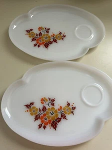 Vintage Federal Milk Glass Flowers Leaves Trays (Set Of 2) - Picture 1 of 10
