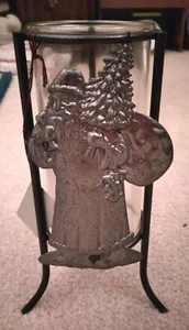 PEWTER METAL FATHER CHRISTMAS OLD WORLD SANTA PILLAR HOLDER NWT - Picture 1 of 1