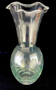 Lenox 10” Floral And Butterfly Etched Clear Lead Crystal Flower Vase Vintage - Picture 1 of 10