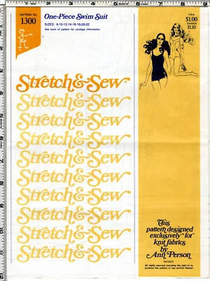 One-Piece Swim Suit ©1974 Stretch & Sew by Ann Person Master Pattern #1300 UNCUT - Image 1 of 4