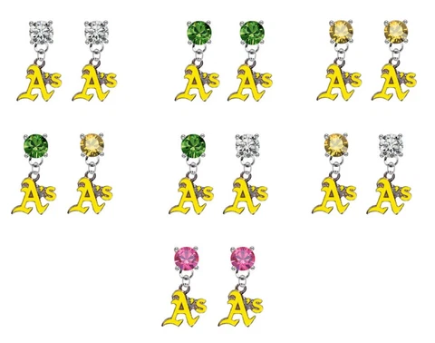 Oakland Athletics Style 2 Crystal Earrings Stud Post Dangle - Mix & Match Colors Cover