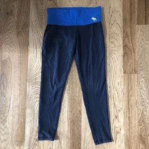 Abercrombie junior girl's Capri Leggings Fold-Over Waist Pants Blue Size M - Picture 1 of 15