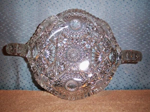 VINTAGE KAISERLICHES UNGESCHLIFFENES GLAS 7-1/2" MIT GRIFF BONBONIERE/NUSSSCHALE SCHÖN - Bild 1 von 10