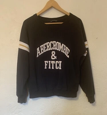 ABERCROMBIE & FITCH NAVY RUGBY STRIPE SWEATSHIRT SZ MEDIUM COZY LOUNGE - Image 1 of 4