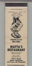 Matchbook Cover - Sombrero - Matta's Restaurant Mesa, Az