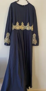 Women’s Modest Dress/Gown Long Maxi Navy Blue With Gold Details Size 5X - Picture 1 of 9