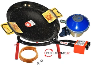 70cm Enamelled Paella Pan + 45cm 3 Ring Gas Burner + Butane Regulator + Legs Set - Picture 1 of 7