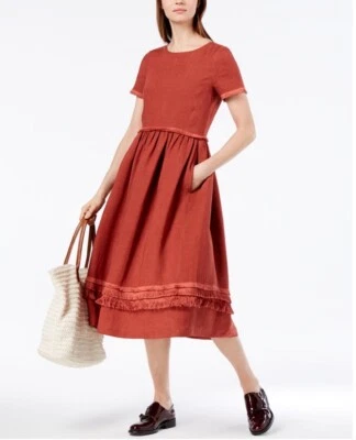 Платье макси Weekend MAX MARA из льняной смеси размер 4 ржавчина оранжевое - Изображение 1 из 4