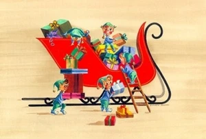 ACEO Limited Edition ELVES & SLEIGH von Sharon Sharpe! - Bild 1 von 1