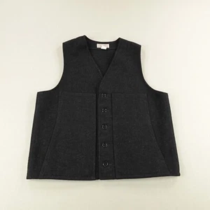 Vintage Filson Vest Mens 44 Black Wool Cruiser Mackinaw Button Up Style 20 USA - Picture 1 of 8