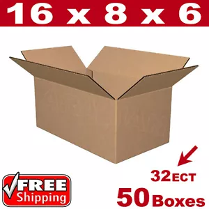 50 - 16x8x6 Kartons Versandverpackung Versandkarton 32 Stück Wellpappe - Bild 1 von 1