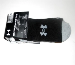 3 pares de calcetines Under Armour UA Performance Tech CREW negros/grises/blancos medianos para hombre - Imagen 1 de 6