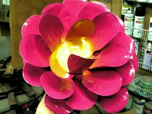 GIANT metal Pink rose flower for accents, embellishments, crafting, art - Picture 1 of 3