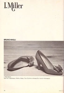 1981 Bruno Magli I Miller Fashion Bow Shoes Black & White Vintage Print Ad 1980s - Picture 1 of 1