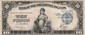 Philippines 1933 10 Pesos Circulated Banknote Pick 23 - Picture 1 of 2