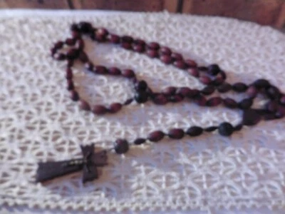 ANCIEN GRAND CHAPELET EN BOIS PELERINAGE DEVOTION SOUVENIRS CHRÉTIEN"4" - Photo 1/4