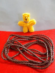 BROWN BRAIDED REAL LEATHER STRING FOR JEWELLERY CRAFT 3 M x 4.0 mm NEW # 17 - Picture 1 of 15