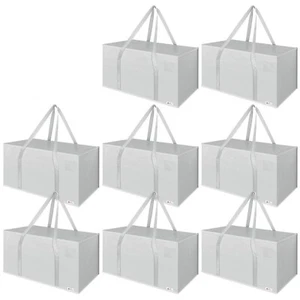 8 x Moving Storage Bags 50kg 24Gal Capacity Heavy Duty Organisers Underbed Grey - Picture 1 of 8
