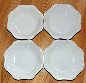 4er Set Pier 1 NATALIA Steinzeug Suppe Müslischalen Elfenbein überbacken 8" NEU - Bild 1 von 4