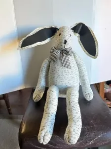 Bunny Rabbit Plush Easter Black & White Fabric Decorative with Tags Large 25" in - Picture 1 of 14