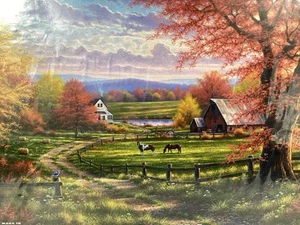 Abraham Hunter White Mountain 1000 Pc Puzzle Peace Tranquility Horse Farm SEALED - Picture 1 of 11