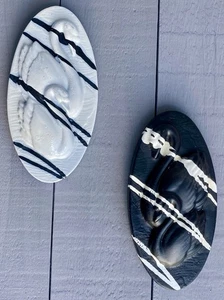 Vintage MCM Kreidegeschirr Schwäne Paar Wandbehang schwarz & weiß Miller Studio 1965 - Bild 1 von 8