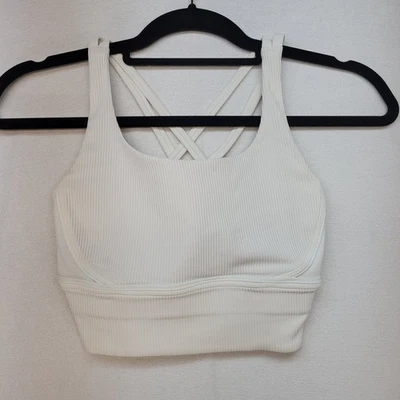 Sutiã Lululemon Energy Long Line Feminino com nervuras 4 Branco Athleisure Activewear - Imagem 1 de 4