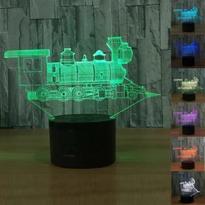 Cool Train Model LED 7 Color 3D illusion LED Figure Night Lights Desk Table Lamp - Picture 1 of 13
