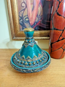 Moroccan Tajine Pot Terracotta andBrass - Picture 1 of 8