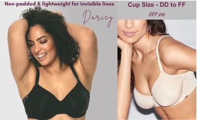 NO 1 No1 London Darcey Non Padded Wired Bra DD + Black or Nude -RRP £45 - Choose Size