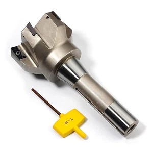 Nickel Plated Indexable End Mill with 6 Pcs APKT1604 Carbide Inserts, 3"Cutti... - Picture 1 of 4