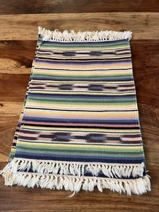 Vintage Set Of 6 Handwoven Cotton Placemats Made In Mexico Southwest Style 1980s - Picture 1 of 14