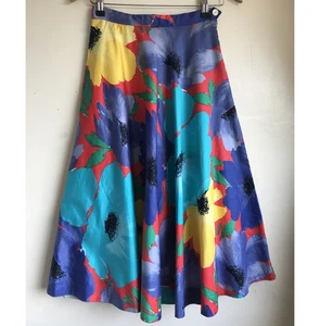 Vintage Long Floral cotton skirt 8/10 Poppies Gor-Ray Vintage 1980s  - Picture 1 of 6