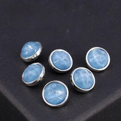 6pcs Round Blue Shirt Buttons Small Decorative Button Sewing Clothes Accessories - Image 1 of 4