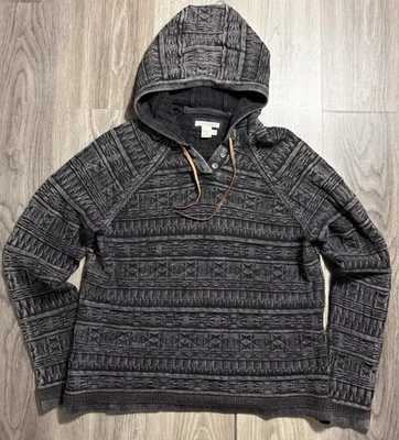 碳 2 钴连帽衫男式灰色棕色格子毛衣部落阿兹特克亨利 S — 第 1/4 张图片