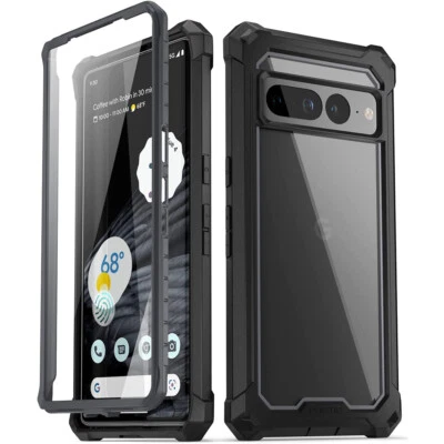 For Google Pixel 7 Pro Case | Poetic [Dual Layer] Shockproof Clear Cover Black - Image 1 of 4