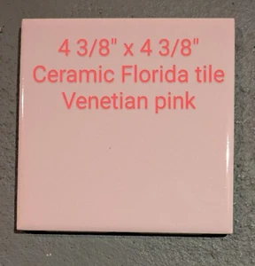 1 pc. Venetian Pink 4-3/8" New Glossy Ceramic Florida Tile Old Stock - Picture 1 of 7