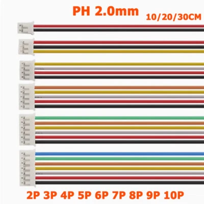 JST PH 2.0mm Male Connector Plug Cables Terminal Wire Single 2P-10Pin 10/20/30CM - Image 1 of 4