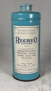 Vintage 1950's Tin Recreo Powder Balsam Peru Talcum Clay, NY - Picture 1 of 5