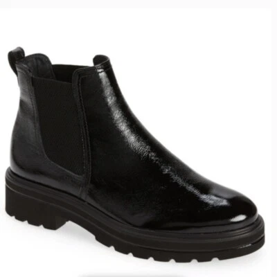 NUEVA $449 Bota Paul Green Nicki Negra Charol Arrugado Talla 7.5 EE. UU./Reino Unido Talla 5 Foto 1 de 4