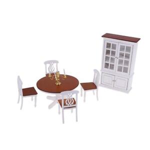 1/12 Dollhouse Miniature Furniture Dining Room Table Chair  Cabinet