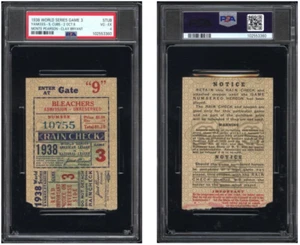 1938 World Series Gm 3 Stub, Yankees - Cubs, VG-EX 4, DiMaggio, Gehrig's last WS - Picture 1 of 1