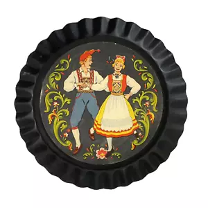 Plato de tarta de hojalata holandés vintage Tole Twins Pennsylvania decoración de pared colgante - Imagen 1 de 11