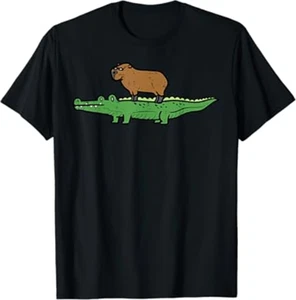 Capybara Riding an Alligator? Humorous T-Shirt - Picture 1 of 2