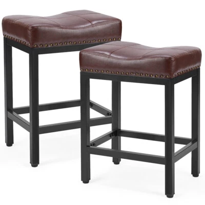 Set of 2 Bar Stools Dining Kitchen 24inch Counter Height Padded Seat Chair - Image 1 of 4