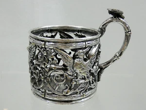 SUPERB ANTIQUE SILVER PLATED BRONZE TEA GLASS HOLDER PODSTAKANNIK Poland Warsaw - Picture 1 of 15