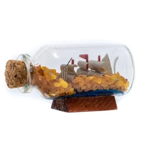 USA Handmade Ship in a Bottle with Baltic Amber stones KIZIMA - Picture 1 of 3