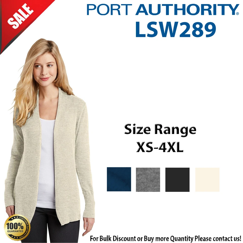 Cárdigan suéter Port Authority para mujer manga larga frente abierto LSW289 Foto 1 de 1